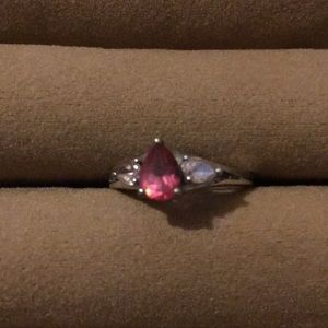 Sterling silver pink Safire ring